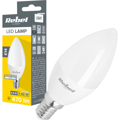 Ampoule Led 5w Bougie 4000k 230v Rebel - Publicité Ampoule Led 5w Bougie 4000k 230v Rebel - Publicité