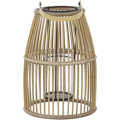 Beliani - Lanterne - Hoste - 32 Cm, En Bambou Et Verre, Beige - Publicité Beliani - Lanterne - Hoste - 32 Cm, En Bambou Et Verre, Beige - Publicité