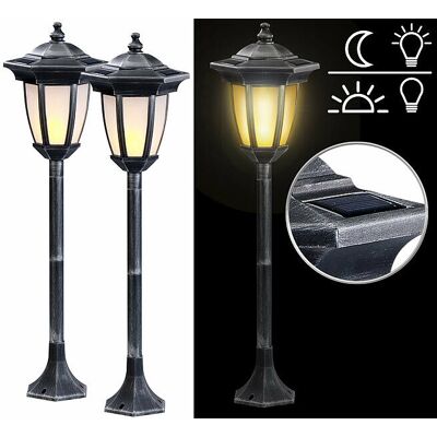 Lunartec - 2 Lanternes Solaires Sur Pied 24 Led Effet Flamme - Publicité Lunartec - 2 Lanternes Solaires Sur Pied 24 Led Effet Flamme - Publicité