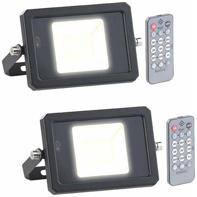 Luminea 2 Projecteurs Led D'Extérieur 10 W Avec Détection De Mouvement Et Télécommande - Publicité Luminea 2 Projecteurs Led D'Extérieur 10 W Avec Détection De Mouvement Et Télécommande - Publicité