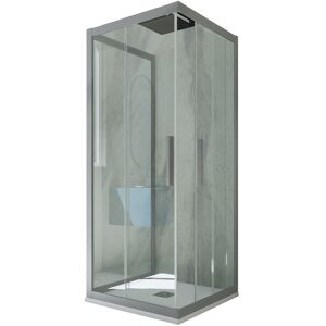 Forte Cabine Parois Douche 3 Côtés Coulissantes 70x100x70 En Pvc Silver Verre Kolors - Publicité Forte Cabine Parois Douche 3 Côtés Coulissantes 70x100x70 En Pvc Silver Verre Kolors - Publicité