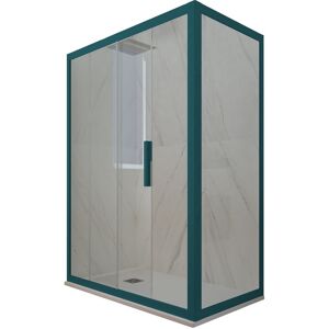 Forte Cabine Parois Douche Angulaire Coulissante 70x100 En Pvc Vert Verre Deco Duo - Publicité Forte Cabine Parois Douche Angulaire Coulissante 70x100 En Pvc Vert Verre Deco Duo - Publicité