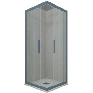 Forte Cabine Parois Douche Angulaire Coulissante 70x100 En Pvc Bleu Navy Verre Kolors - Publicité Forte Cabine Parois Douche Angulaire Coulissante 70x100 En Pvc Bleu Navy Verre Kolors - Publicité