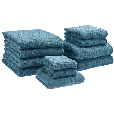 Beliani Lot De 11 Serviettes De Bain En Coton Tapis Linge De Bain Bleu Atai - Publicité Beliani Lot De 11 Serviettes De Bain En Coton Tapis Linge De Bain Bleu Atai - Publicité