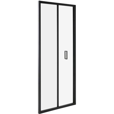 Beliani Porte De Douche Bi-Pliante Paroi Transparente 800 X 1900 Mm En Verre Trempé Noir - Publicité Beliani Porte De Douche Bi-Pliante Paroi Transparente 800 X 1900 Mm En Verre Trempé Noir - Publicité