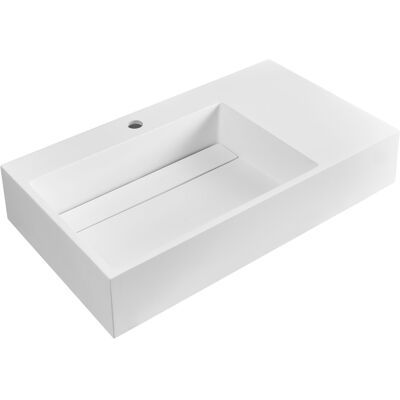 Beliani Vasque Suspendue En Fonte Minérale 75 X 43cm Rectangulaire Finition Mate Blanc - Publicité Beliani Vasque Suspendue En Fonte Minérale 75 X 43cm Rectangulaire Finition Mate Blanc - Publicité