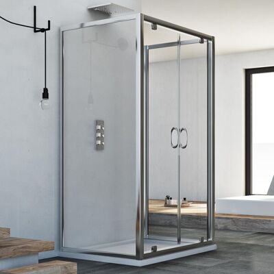 Idralite Cabine De Douche 3 Parois 70x100x70 Verre Transparent 2 Portes Pivot - Publicité Idralite Cabine De Douche 3 Parois 70x100x70 Verre Transparent 2 Portes Pivot - Publicité