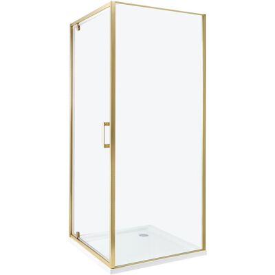 Beliani Cabine De Douche Carré En Verre Trempé 80 X 80 X 185 Cm Porte Simple Doré Darli - Publicité Beliani Cabine De Douche Carré En Verre Trempé 80 X 80 X 185 Cm Porte Simple Doré Darli - Publicité