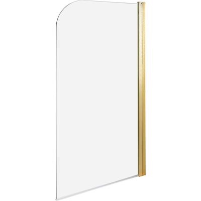 Beliani Paroi De Douche Minimaliste En Verre Trempé 140 X 80 Cm Ajustable Doré Lapan - Publicité Beliani Paroi De Douche Minimaliste En Verre Trempé 140 X 80 Cm Ajustable Doré Lapan - Publicité