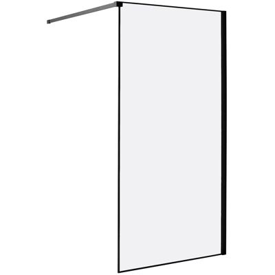 Beliani Paroi De Douche De Salle De Bain En Verre Trempé Sans Porte 100 X 190 Cm Noir - Publicité Beliani Paroi De Douche De Salle De Bain En Verre Trempé Sans Porte 100 X 190 Cm Noir - Publicité