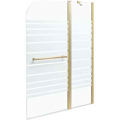 Beliani Paroi De Douche Minimaliste En Verre Trempé Avec Porte 140 X 100 Cm Doré Tuapi - Publicité Beliani Paroi De Douche Minimaliste En Verre Trempé Avec Porte 140 X 100 Cm Doré Tuapi - Publicité