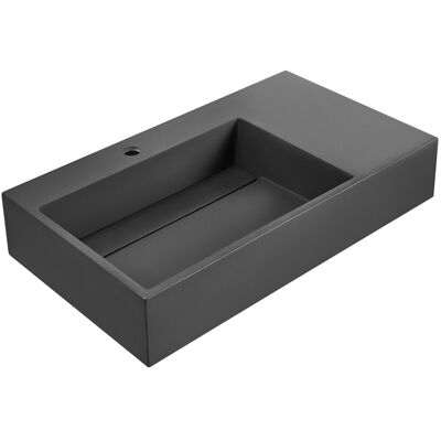 Beliani Vasque Suspendue En Fonte Minérale 75 X 43 Cm Rectangulaire Finition Mate Noir - Publicité Beliani Vasque Suspendue En Fonte Minérale 75 X 43 Cm Rectangulaire Finition Mate Noir - Publicité