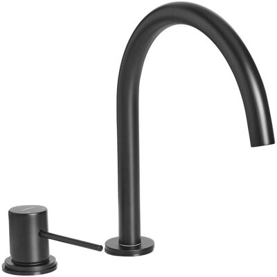 Beliani Robinet De Lavabo En Laiton Mitigeur Accessoire De Salle De Bain Levier Noir Col - Publicité Beliani Robinet De Lavabo En Laiton Mitigeur Accessoire De Salle De Bain Levier Noir Col - Publicité