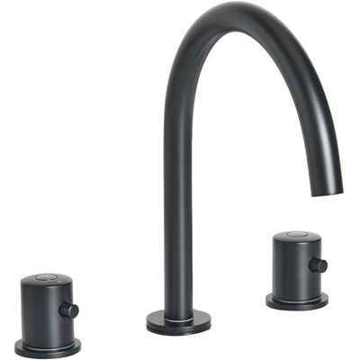Beliani Robinet De Lavabo En Laiton Avec Deux Poignées Accessoire De Salle De Bain Noir - Publicité Beliani Robinet De Lavabo En Laiton Avec Deux Poignées Accessoire De Salle De Bain Noir - Publicité