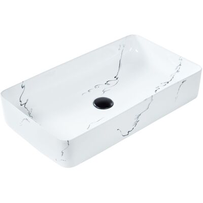 Beliani Lavabo En Céramique 61 X 35 Cm Effet Marbre Comptoir Evier Rectangulaire Salle D - Publicité Beliani Lavabo En Céramique 61 X 35 Cm Effet Marbre Comptoir Evier Rectangulaire Salle D - Publicité