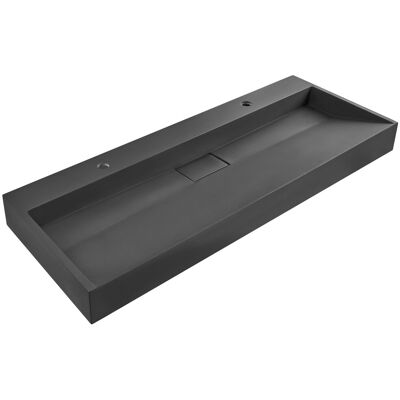 Beliani Double Vasque Suspendue En Fonte Minérale 120 X 46 Cm Rectangulaire Noire - Publicité Beliani Double Vasque Suspendue En Fonte Minérale 120 X 46 Cm Rectangulaire Noire - Publicité