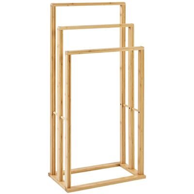 Beliani Porte-Serviettes En Bambou 81 X 40 Cm 3 Rails Bois Clair Tupelo - Publicité Beliani Porte-Serviettes En Bambou 81 X 40 Cm 3 Rails Bois Clair Tupelo - Publicité