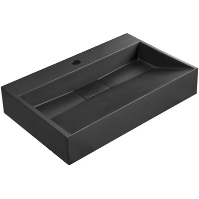 Beliani Vasque Suspendue En Fonte Minérale 60 X 38 Cm Rectangulaire Finition Mate Noire - Publicité Beliani Vasque Suspendue En Fonte Minérale 60 X 38 Cm Rectangulaire Finition Mate Noire - Publicité