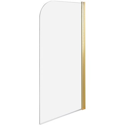 Beliani Paroi De Douche Minimaliste En Verre Trempé 140 X 70 Cm Ajustable Doré Lapan - Publicité Beliani Paroi De Douche Minimaliste En Verre Trempé 140 X 70 Cm Ajustable Doré Lapan - Publicité