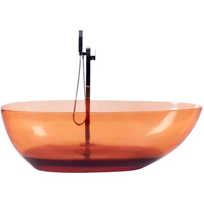 Beliani Baignoire Îlot Rouge En Fonte Minérale Translucide 169 X 78 Cm Ovale Blancarena - Publicité Beliani Baignoire Îlot Rouge En Fonte Minérale Translucide 169 X 78 Cm Ovale Blancarena - Publicité