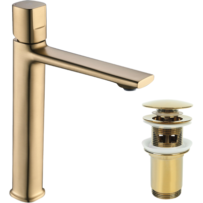 Sans Marque Robinet De Lavabo Haut Sur Pied Laveo Tores, Or Brossé - Publicité Sans Marque Robinet De Lavabo Haut Sur Pied Laveo Tores, Or Brossé - Publicité