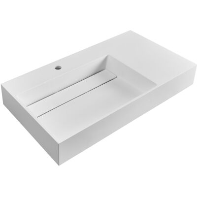 Beliani Vasque Suspendue En Fonte Minérale 90 X 48 Cm Rectangulaire Finition Mate Blanc - Publicité Beliani Vasque Suspendue En Fonte Minérale 90 X 48 Cm Rectangulaire Finition Mate Blanc - Publicité