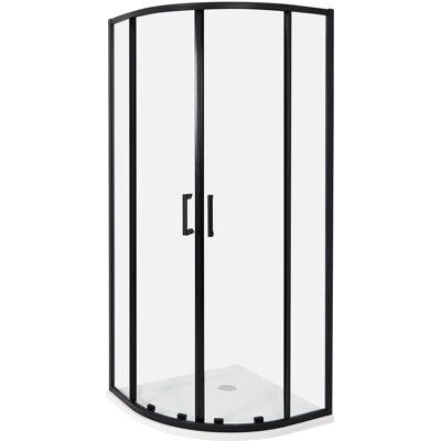Beliani Cabine De Douche En Verre Trempé 80 X 80 X 185 Cm Double Porte Coulissante Noir - Publicité Beliani Cabine De Douche En Verre Trempé 80 X 80 X 185 Cm Double Porte Coulissante Noir - Publicité