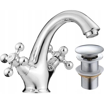 Sans Marque Robinet De Lavabo Sur Pied Avec Bouchon Pour Lavabo Rétro Chromé Stilo - Publicité Sans Marque Robinet De Lavabo Sur Pied Avec Bouchon Pour Lavabo Rétro Chromé Stilo - Publicité