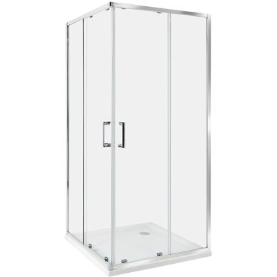 Beliani Cabine De Douche En Verre Trempé 90 X 90 X 185 Cm Double Porte Argenté - Publicité Beliani Cabine De Douche En Verre Trempé 90 X 90 X 185 Cm Double Porte Argenté - Publicité
