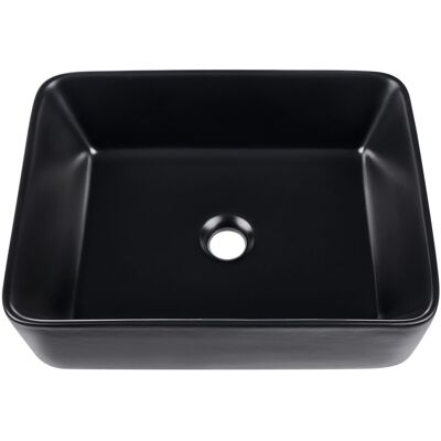 Beliani Lavabo Rectangulaire En Céramique 49 X 38 Cm Mat Salle De Bain Evier Noir Traves - Publicité Beliani Lavabo Rectangulaire En Céramique 49 X 38 Cm Mat Salle De Bain Evier Noir Traves - Publicité