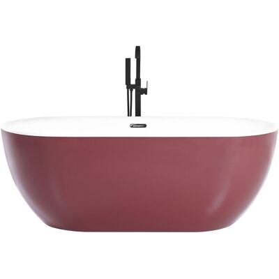 Baignoire Autoportante Rouge Beliani - 170x80cm Acrylic Ovale - Publicité Baignoire Autoportante Rouge Beliani - 170x80cm Acrylic Ovale - Publicité
