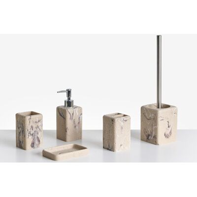 Beliani Ensemble D'Accessoires De Salle De Bain En Polyrésine Effet Béton 5 Pièces Beige - Publicité Beliani Ensemble D'Accessoires De Salle De Bain En Polyrésine Effet Béton 5 Pièces Beige - Publicité
