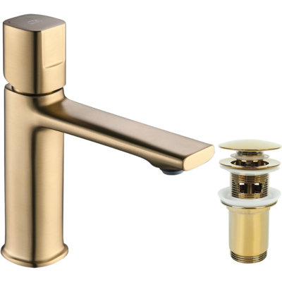 Sans Marque Robinet De Lavabo Bas Avec Bouchon Laveo Tores Or Brossé - Publicité Sans Marque Robinet De Lavabo Bas Avec Bouchon Laveo Tores Or Brossé - Publicité