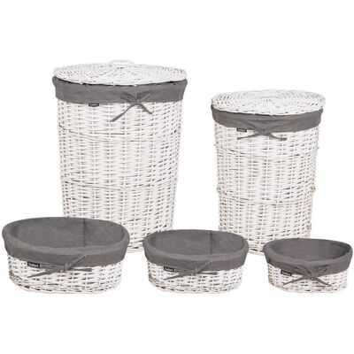 Beliani Lot De 5 Paniers Moderne En Saule Corbeilles À Linge Gris Et Blanc Vakari - Publicité Beliani Lot De 5 Paniers Moderne En Saule Corbeilles À Linge Gris Et Blanc Vakari - Publicité