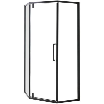 Beliani Paroi De Douche En Verre Trempé 90x90x190cm Porte Battante Transparente Noire - Publicité Beliani Paroi De Douche En Verre Trempé 90x90x190cm Porte Battante Transparente Noire - Publicité