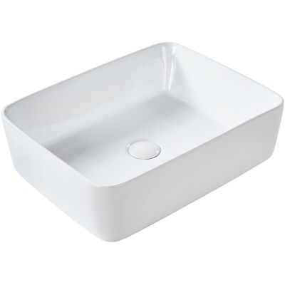 Beliani Lavabo Rectangulaire En Céramique 49 X 38 Cm Brillant Salle De Bain Evier Blanc - Publicité Beliani Lavabo Rectangulaire En Céramique 49 X 38 Cm Brillant Salle De Bain Evier Blanc - Publicité