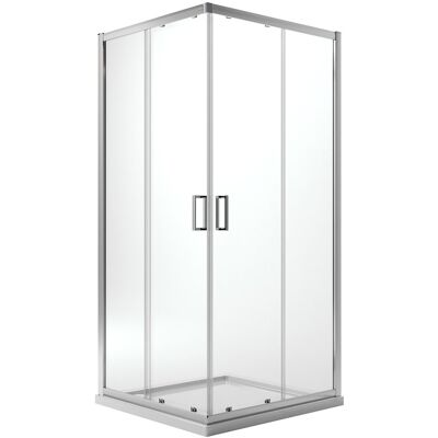 Idralite Cabine Paroi Douche 100x100 H185 Cm Verre Transparent Angulaire Italienne Ready - Publicité Idralite Cabine Paroi Douche 100x100 H185 Cm Verre Transparent Angulaire Italienne Ready - Publicité