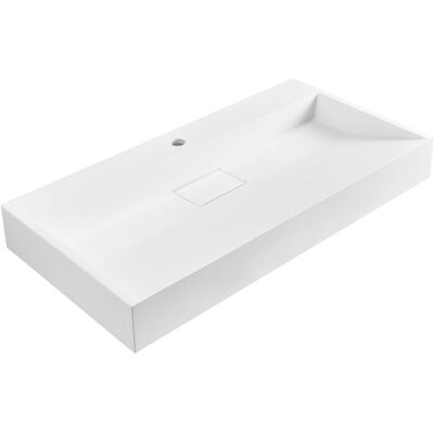 Beliani Vasque Suspendue En Fonte Minérale 90 X 46cm Rectangulaire Finition Mate Blanche - Publicité Beliani Vasque Suspendue En Fonte Minérale 90 X 46cm Rectangulaire Finition Mate Blanche - Publicité