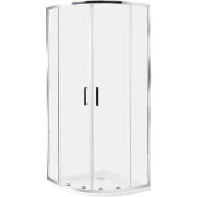 Beliani Cabine De Douche En Verre Trempé 80 X 80 X 185 Cm Double Porte Argenté - Publicité Beliani Cabine De Douche En Verre Trempé 80 X 80 X 185 Cm Double Porte Argenté - Publicité