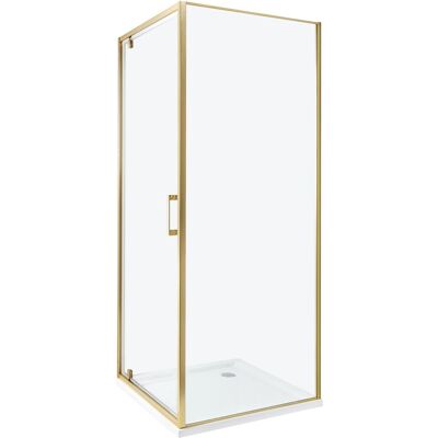 Beliani Cabine De Douche Carré En Verre Trempé 70 X 70 X 185 Cm Porte Simple Doré Darli - Publicité Beliani Cabine De Douche Carré En Verre Trempé 70 X 70 X 185 Cm Porte Simple Doré Darli - Publicité