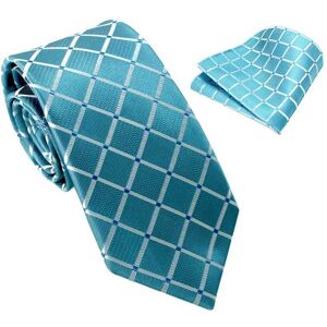 Ociodual Ensemble Cravate Et Pochette De Costume, À Carreaux, Couleur Bleu Clair - Publicité Ociodual Ensemble Cravate Et Pochette De Costume, À Carreaux, Couleur Bleu Clair - Publicité