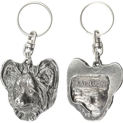 ART Papillon, Épagneul Continental - Porte-Clés Chien Argenté Dans Un Coffret Décora - Publicité ART Papillon, Épagneul Continental - Porte-Clés Chien Argenté Dans Un Coffret Décora - Publicité