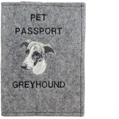 Greyhound - English Greyhound - Gris - Feutre - Porte-passeport - Publicité Greyhound - English Greyhound - Gris - Feutre - Porte-passeport - Publicité