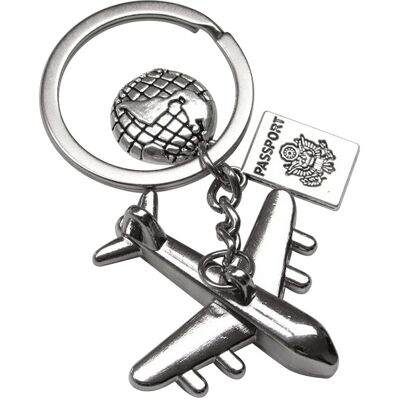 Aryastyle Porte-Clés Avion De Ligne Avec Charms Passeport Et Demi Globe Monde. Publicité Aryastyle Porte-Clés Avion De Ligne Avec Charms Passeport Et Demi Globe Monde. Publicité