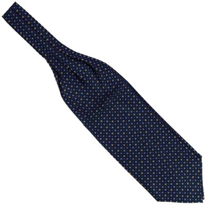 Tony & Paul. Foulard Ascot. Sofia, Soie. Bleu Marine Or - Carreaux - Fabrique - Publicité Tony & Paul. Foulard Ascot. Sofia, Soie. Bleu Marine Or - Carreaux - Fabrique - Publicité