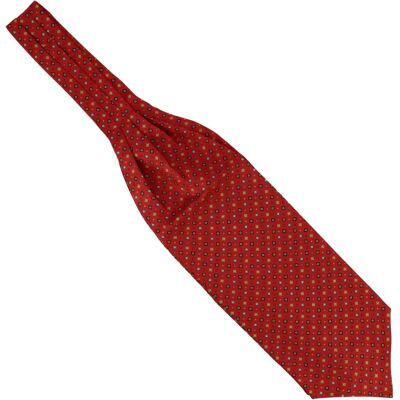Tony & Paul. Foulard Ascot. Sofia, Soie. Rouge Vermillon - Carreaux - Fabrique - Publicité Tony & Paul. Foulard Ascot. Sofia, Soie. Rouge Vermillon - Carreaux - Fabrique - Publicité