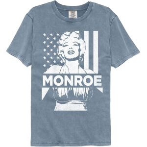 Marilyn Monroe - Drapeau - Américain Classiques - Bleu Jean Adulte Manche Courte - Publicité Marilyn Monroe - Drapeau - Américain Classiques - Bleu Jean Adulte Manche Courte - Publicité