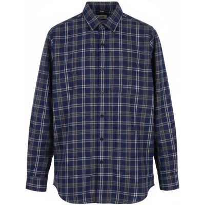 Denham Chemise À Poche S Bleue Coton Flanelle Carreaux Boutonnée Col Déployé - Publicité Denham Chemise À Poche S Bleue Coton Flanelle Carreaux Boutonnée Col Déployé - Publicité