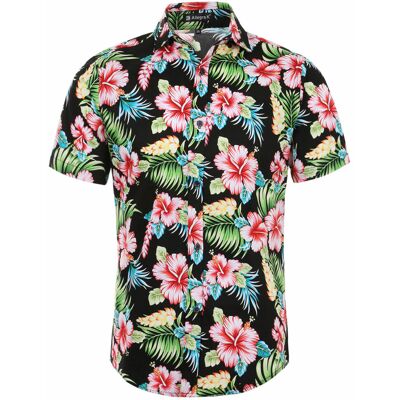 Uxcell Homme Court Manche Bouton Collier Fleur Imprimé Été Hawaï Chemise Noir Rouge S - Publicité Uxcell Homme Court Manche Bouton Collier Fleur Imprimé Été Hawaï Chemise Noir Rouge S - Publicité