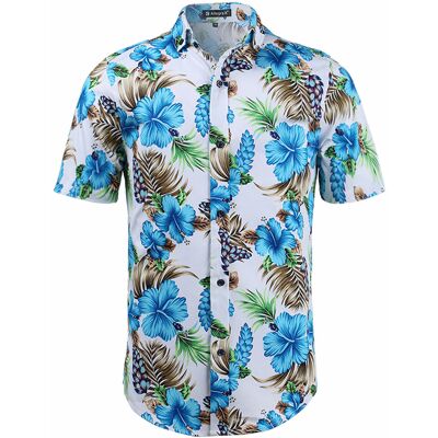 Uxcell Homme Été Point Bouton Collier Fleur Hawaï Chemise Blanc Turquoise L - Publicité Uxcell Homme Été Point Bouton Collier Fleur Hawaï Chemise Blanc Turquoise L - Publicité